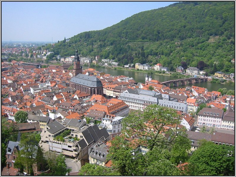 Blick auf die Heidelberger Altstadt und den Neckar vom Schlo aus. (11.05.2006) 