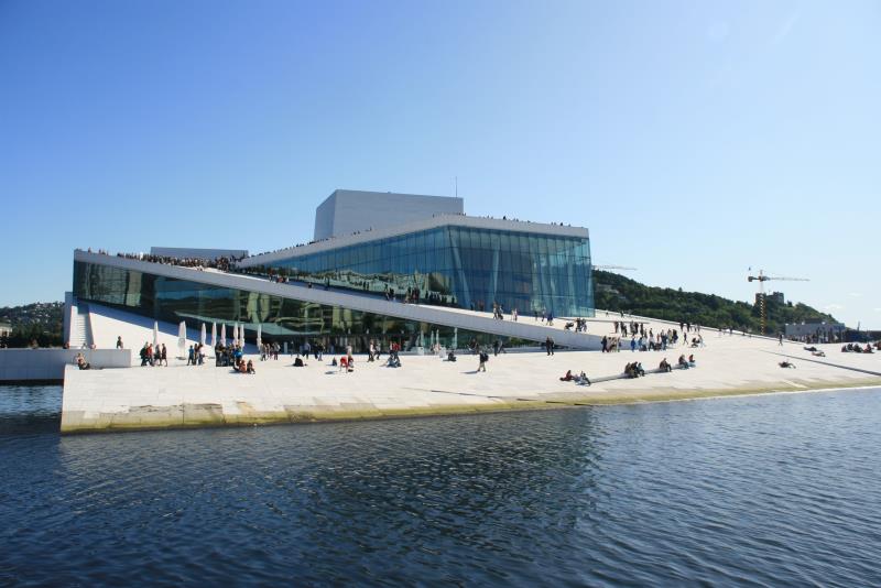 Das Oslo Opera House. Auf Luftaufnahmen erkennt man, dass die Architektur einem modernen Hurtigbt nachempfunden ist; 06.09.2009