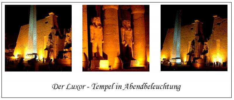 Der Luxor Tempel in der gleichnamigen ehemaligen Hauptstadt von gypten am Abend.