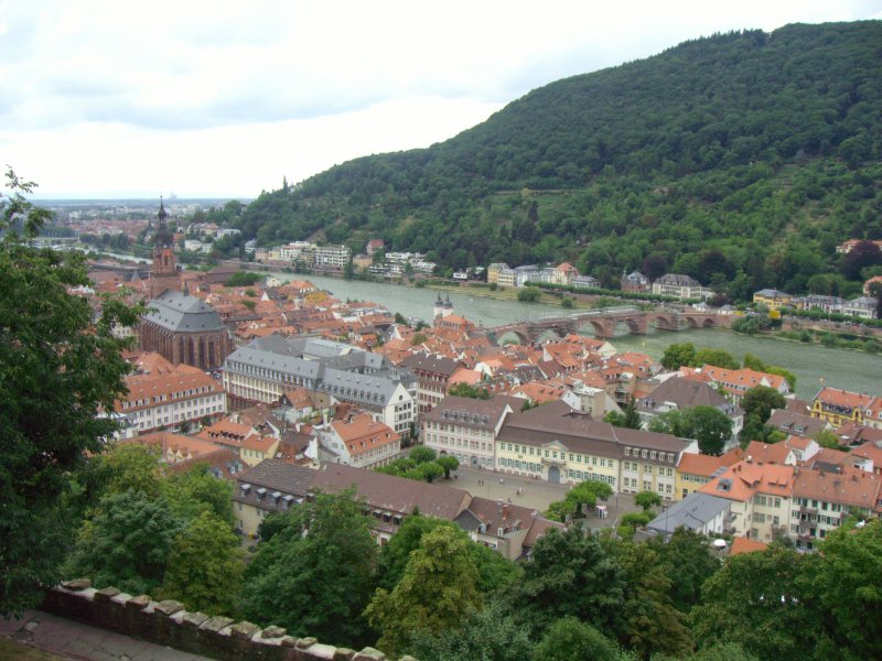 Die Heidelberger Altstadt von dem Schlo aus