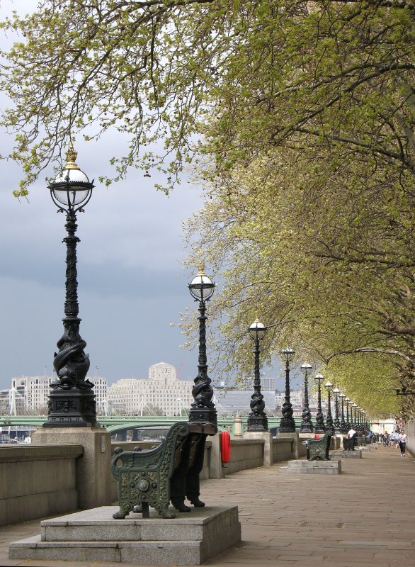 Die Uferpromenade an der Themse in London.
(April 2008)