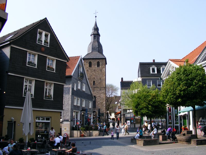 Ein Platz in der Altstadt von Hattingen am 15. April 2009.