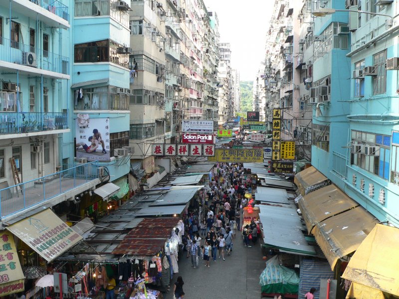 Einkaufsstrae in Hong Kong, Kowloon. 09/2007