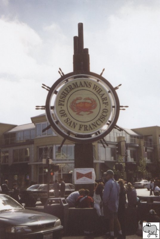 Hinweisschild auf den berhmten Fishermans Wharf. Die Aufnahme entstand am 06. September 2002. 