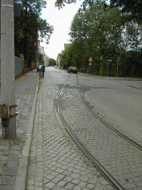 Sorauer Strae mit alten Gleisanlagen der Stadteisenbahn Forst (Lausitz). Zustand: 01.08.2007