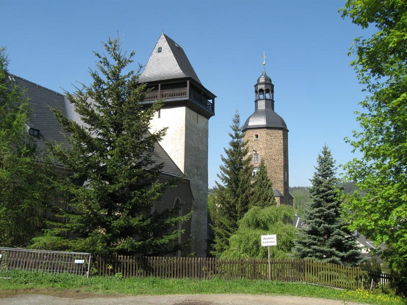 St. Laurentiuskirche und Wachtturm in Geyer, 02.05.09