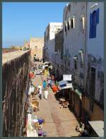 Direkt an der Festungsmauer der Scala de la Kasbah befindet sich der Souk von Essaouira.