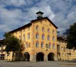 Garmisch-Partenkirchen, das 1935 erbaute Rathaus, nach der Zusammenlegung der Mrkte Garmisch und Partenkirchen, Aug.2014