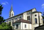 Mllheim in Baden, die katholische Pfarrkirche Herz-Jesu, erbaut im neuromanischen Stil 1876-78, Sept.2021