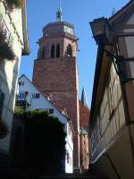 Weil der Stadt, der Turm der Stadtkirche St.Peter und Paul, die sptgotische Hallenkirche wurde 1519 fertiggestellt, Okt.2010
