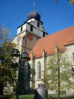 Herrenberg, die Stiftskirche ,weithin sichtbares Wahrzeichen der Stadt, die dreischiffige sptgotische Hallenkirche ist die lteste Anlage dieser Art in Schwaben, Baubeginn war 1285, ein Glockenmuseum