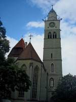 berlingen am Bodensee, das Mnster St.Nikolaus von 1350-1576 erbaut ist die Stadtpfarrkirche, Juli 2010