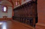 Schwarzach, das Chorgesthl in der Klosterbasilika stammt aus der Renaissance um 1700, Sept.2011