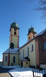 St.Mrgen, die weithin sichtbare ehemalige Klosterkirche, seit 1806 Pfarr-und Wallfahrtskirche, im Jan.2012 