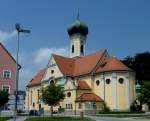 Immenstadt, die Stadtpfarrkirche St.Nikolaus, 1707 eingeweiht, 1907-08 Umbau im neubarocken Stil, grter Sakralbau im Oberallgu, Aug.2012