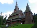 Norwegische Holzkirche in Goslar-Hahnenklee im Sptsomer 2012 (Parnterkirche der ebensolchen norwegischen Holzkirche Vang (Wang) in Schreiberhau/Szklarska Poreba) im schlesischen Riesengebirge)