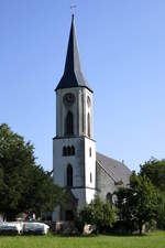 Sexau, die evangelische Dorfkirche, von Westen gesehen, Sept.