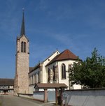 Friesenheim, die Kirche St.Nikolaus, Blick von Osten, Juni 2016