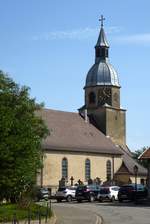 Niederentzen, die Kirche St.Agathe, Aug.2017