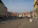 Eger (Cheb), war bis zur Vertreibung der Deutschen 1945-46 die westlichste Stadt im ehemaligen Sudetengau und Hauptstadt des Egerlandes, hier der groe Marktplatz aus dem 13.Jahrhundert, mit vielen
