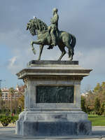 Ein Reiterstandbild von General Juan Prim in Barcelona.