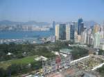 Hong Kong : Blick vom Fenster des Rosedale Hotel in der Shelter Street in Richtung Kowloon ber den Park und den Yachthafen