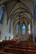 Lichtenthal, der Innenraum der Klosterkirche, wurde 1968 im gotischen Stil der Cistercienser wieder hergestellt, Sept.2011