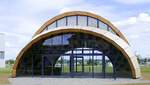 Freiburg, Holz-Pavillon auf dem Technik-Campus am Flugplatz, erffnet Juli 23, Juli 2023