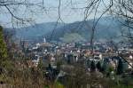Freiburg im Breisgau, Blick vom Lorettoberg auf die Stadt, Mrz 2012