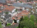 Blick vom Schlo auf die Heidelberger Altstadt mit Kornmarkt und Rathaus.