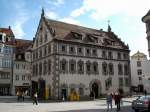 Ravensburg, das  Lederhaus , 1513-14 erbaut, war das Markthaus der Lederhandwerker, die seltene Grisaillemalerei wurde 1906 und 1970 stilgerecht erneuert, Sept.2004