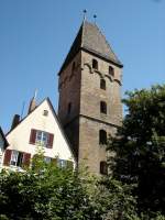 Ulm, der Metzgerturm, 36m hoch, 1345 als sdliches Stadttor der Stadtbefestigung erbaut, Juni 2005