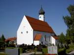 Oberegg, Pfarrkirche Patrona Bavariae, erbaut von 1951 bis 1952 nach Plnen von Architekt Josef Ruf, Kreis Unterallgu (23.07.2012)