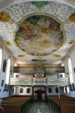 Hawangen, Orgelempore und Deckengemlde der St.