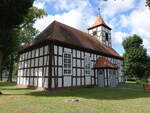 Grunow, evangelische Dorfkirche, Fachwerkkirche erbaut 1773 (08.08.2021)