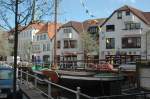 In der Altstadt von Buxtehude fliet die Este in der grachtartigen Flethanlage durch die Stadt.