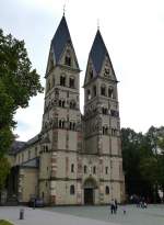 Koblenz, die Basilika St.Kastor ist die lteste Kirche der Stadt, stammt in der heutigen Form von 1496-99, Sept.2014