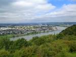 Koblenz, Blick von der Aussichtsplattform auf dem Ehrenbreitstein, rheinabwrts, Sept.2014