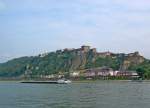 Die Festung Ehrenbreitstein gegenber dem Deutschen Eck in Koblenz.