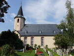 Gelenau, evangelische Kirche, sptgotische Saalkirche mit neogotischem Westturm, erbaut 1581 (20.08.2023)