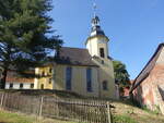 Frankenhausen, evangelische Kirche, erbaut 1729, Kirchturm von 1780 (24.06.2023)