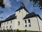 Hrtensdorf, evangelische Kirche zu den drei Marien, erbaut von 1509 bis 1510 (13.08.2023)