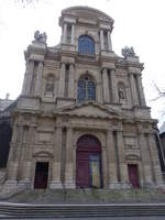 Paris, Saint-Gervais Kirche, gotische dreischiffige Basilika, erbaut ab 1494, Fassade erbaut von 1616 bis 1621 (31.03.2018)