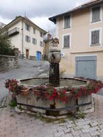 Saint-Paul-sur-Ubaye, alter Brunnen am Marktplatz (23.09.2017)