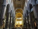 Neapel, Innenraum der Kathedrale Santa Maria Assunta, teilvergoldete Kassettendecke aus dem 17.