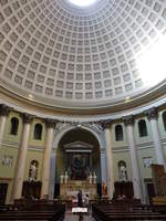 Ghisalba, neoklassizistischer Innenraum der Pfarrkirche San Lorenzo, Fresken von Francesco Tencalla (29.09.2018)