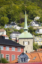 Blick auf das Viertel vor Skanseparken in der norwegischen Hansestadt Bergen.