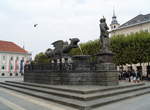 Der Lindwurmbrunnen in Klagenfurt, errichtet um 1593.