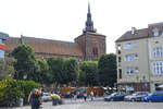 Słupsk (Stolp) in Hinterpommern: Kościł Mariacki (Marienkirche) vom Stary Rynek (bis 1945 Markt) aus gesehen.