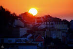 Sonnenaufgang ber der portugiesischen Hauptstadt Lissabon.